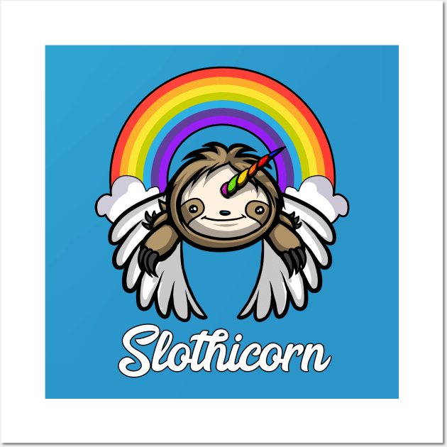 Slothicorn Sloth Wall Art by underheaven